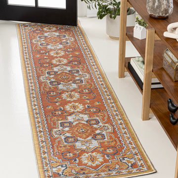 Bijan Traditional Vintage Medallion Reversible Machine-Washable Indoor/Outdoor Area Rug